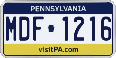PA license plate MDF1216