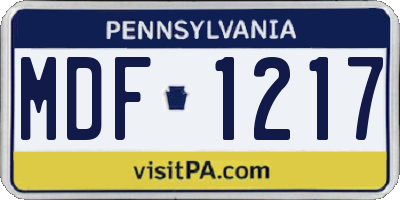 PA license plate MDF1217