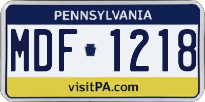 PA license plate MDF1218