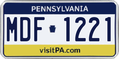 PA license plate MDF1221