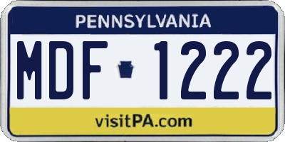 PA license plate MDF1222