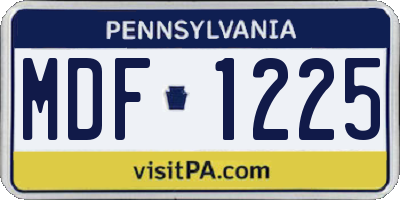 PA license plate MDF1225