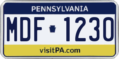 PA license plate MDF1230