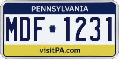 PA license plate MDF1231