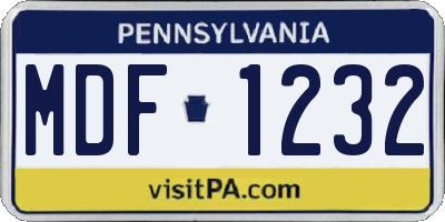 PA license plate MDF1232