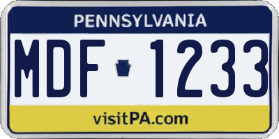 PA license plate MDF1233