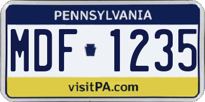 PA license plate MDF1235