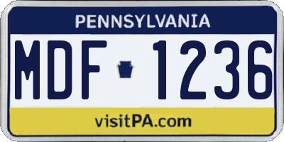PA license plate MDF1236
