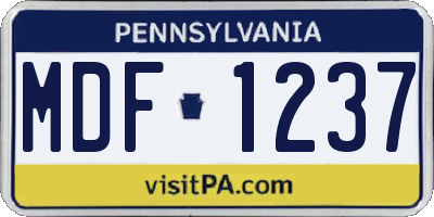 PA license plate MDF1237