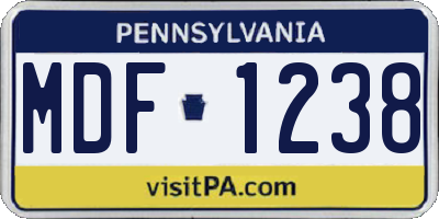 PA license plate MDF1238