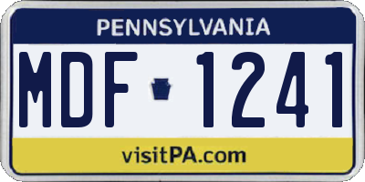 PA license plate MDF1241