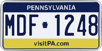 PA license plate MDF1248