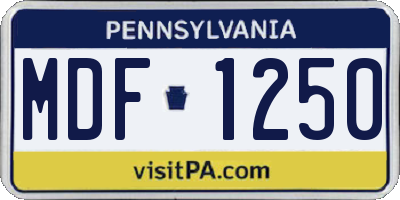 PA license plate MDF1250