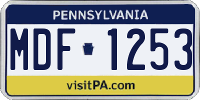 PA license plate MDF1253