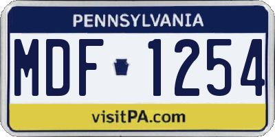 PA license plate MDF1254