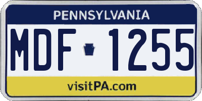 PA license plate MDF1255