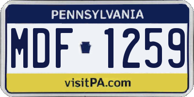 PA license plate MDF1259