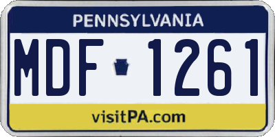 PA license plate MDF1261