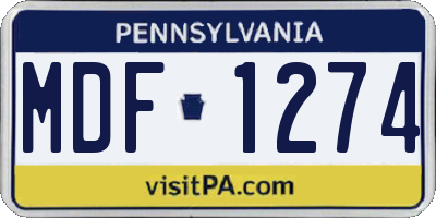 PA license plate MDF1274