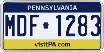PA license plate MDF1283