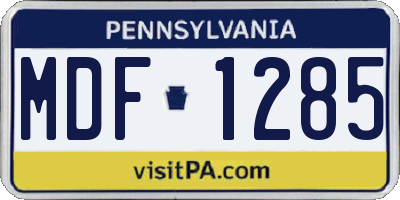 PA license plate MDF1285