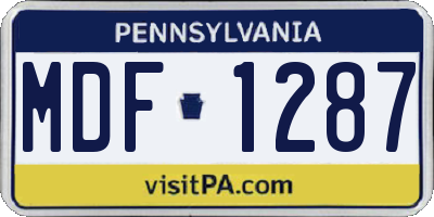 PA license plate MDF1287