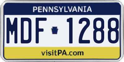 PA license plate MDF1288