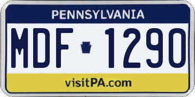 PA license plate MDF1290