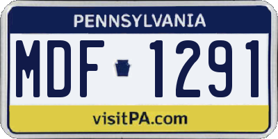 PA license plate MDF1291