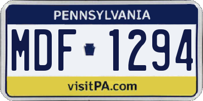 PA license plate MDF1294