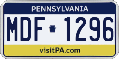 PA license plate MDF1296