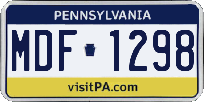 PA license plate MDF1298