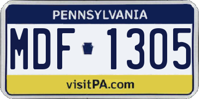 PA license plate MDF1305