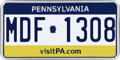PA license plate MDF1308
