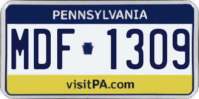 PA license plate MDF1309