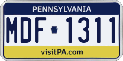 PA license plate MDF1311