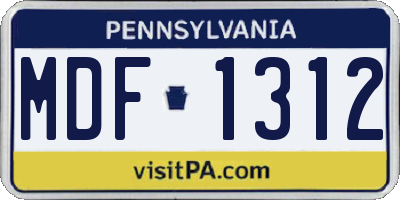 PA license plate MDF1312