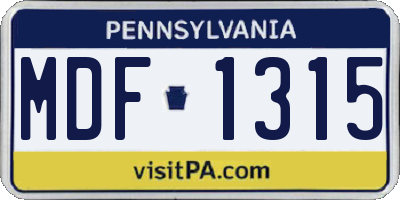 PA license plate MDF1315