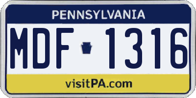 PA license plate MDF1316
