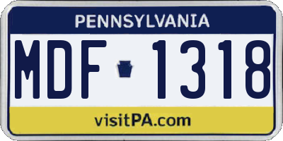 PA license plate MDF1318
