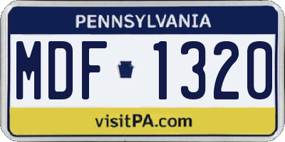 PA license plate MDF1320