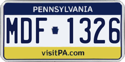 PA license plate MDF1326