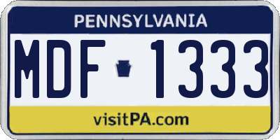 PA license plate MDF1333