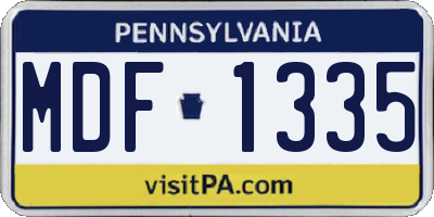 PA license plate MDF1335
