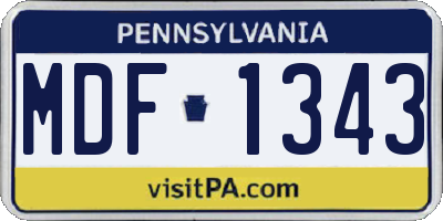 PA license plate MDF1343