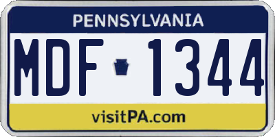 PA license plate MDF1344