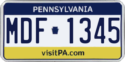 PA license plate MDF1345