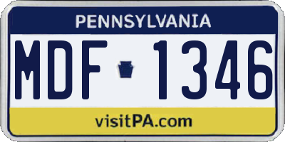 PA license plate MDF1346