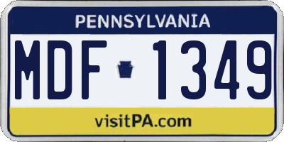 PA license plate MDF1349