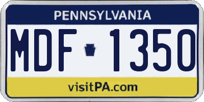 PA license plate MDF1350